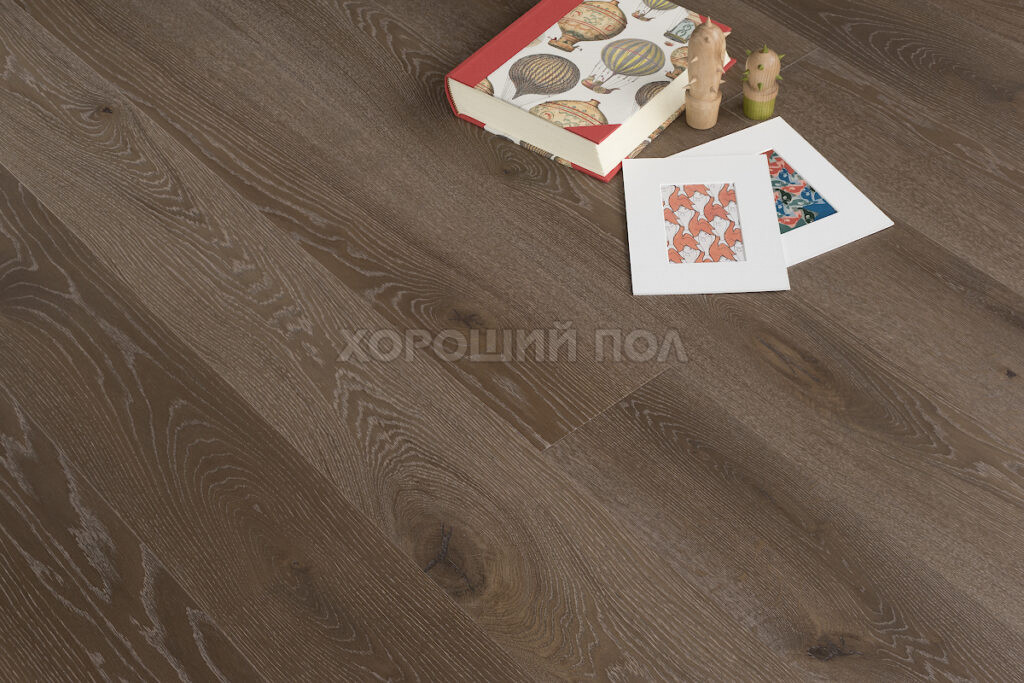 Инженерная доска COSWICK Дуб Дымчатый топаз (Rauchtopaz) Дизайнерские решения (Designer Solution collection) Масло шелковое ультраматовое Черектер Широкоформатная доска 1119-7805-30
