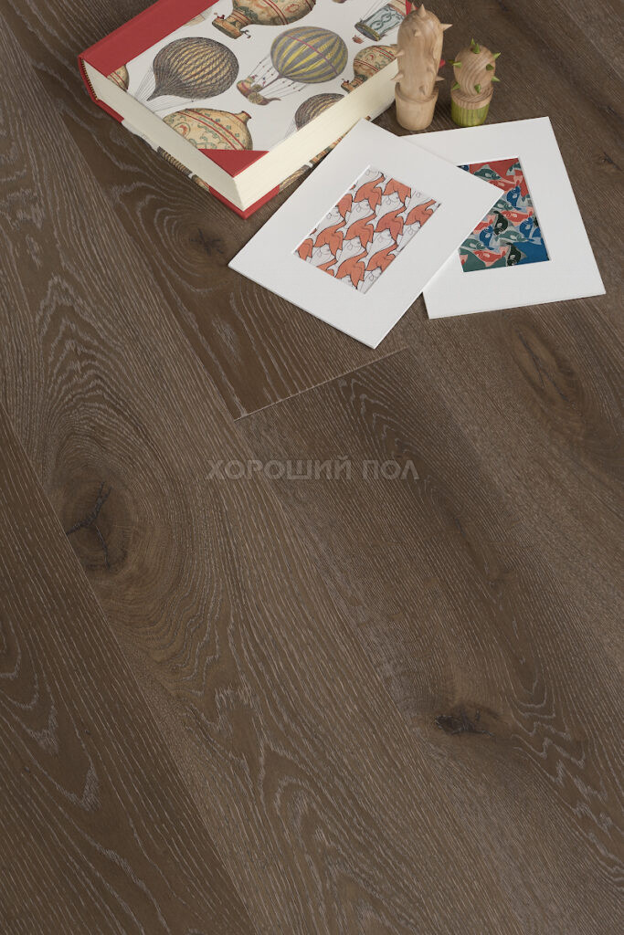Инженерная доска COSWICK Дуб Дымчатый топаз (Rauchtopaz) Дизайнерские решения (Designer Solution collection) Масло шелковое ультраматовое Черектер Широкоформатная доска 1120-7805-30