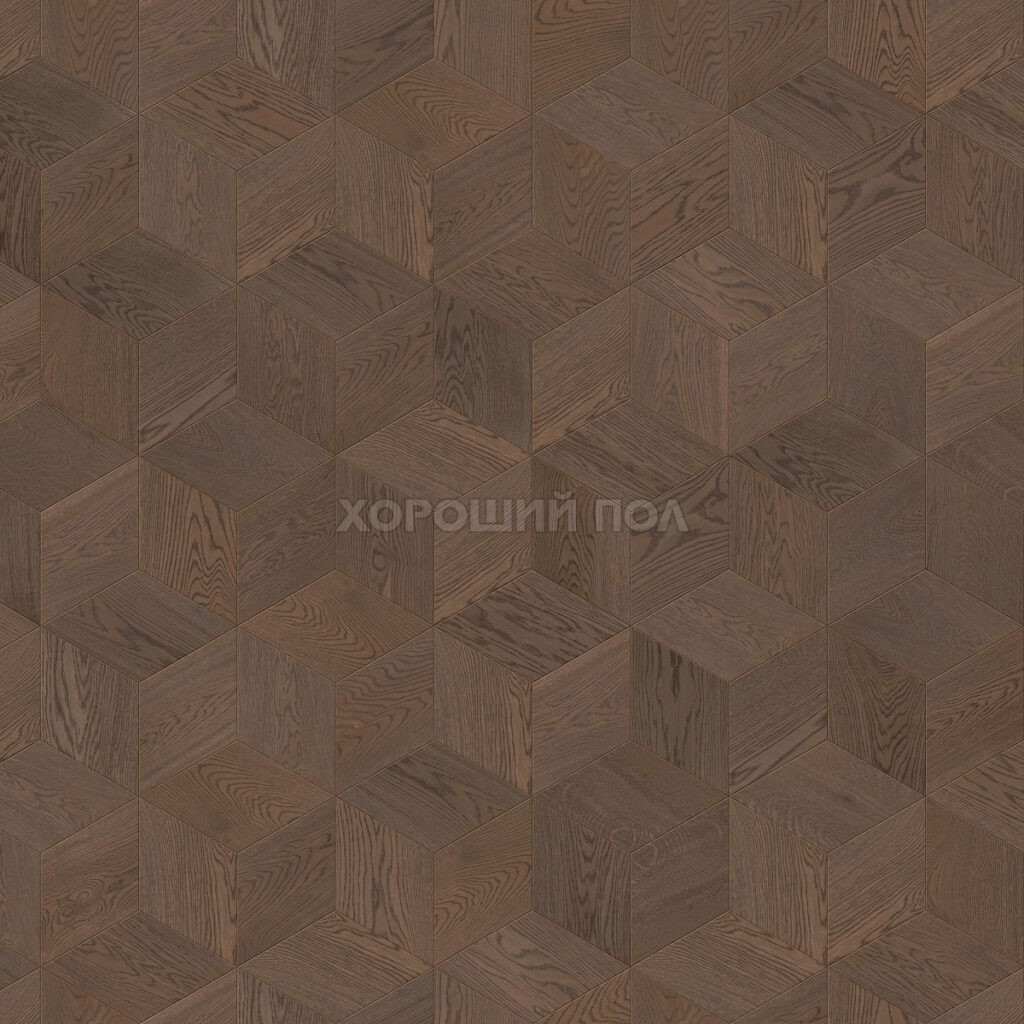 Мозаичный паркет COSWICK Дуб Пекан (Pecan) Таинственный лес (Dark Wood collection) Масло шелковое ультраматовое Селект энд Бэттер Шереметьевский ромб 1193-1872-10