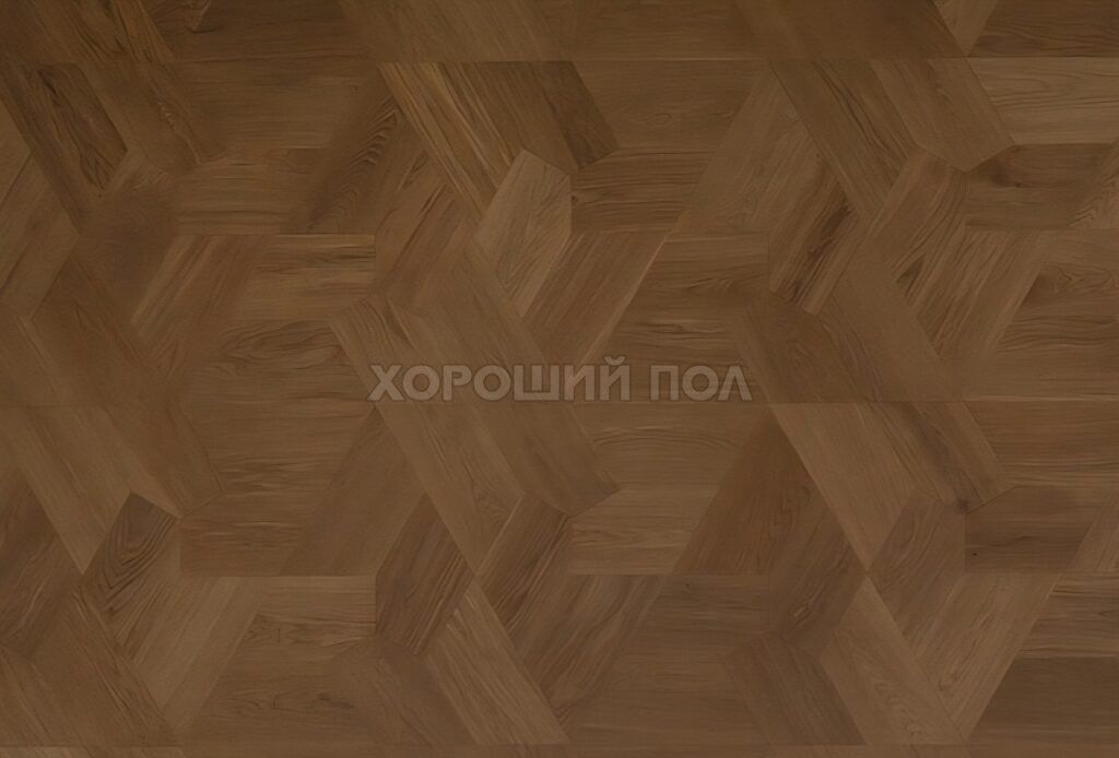 Мозаичный паркет COSWICK Дуб Сиена натуральная (Raw Sienna) Масло шелковое ультраматовое Селект энд Бэттер Геометрический паркет из сложных многоугольников 2025-1263