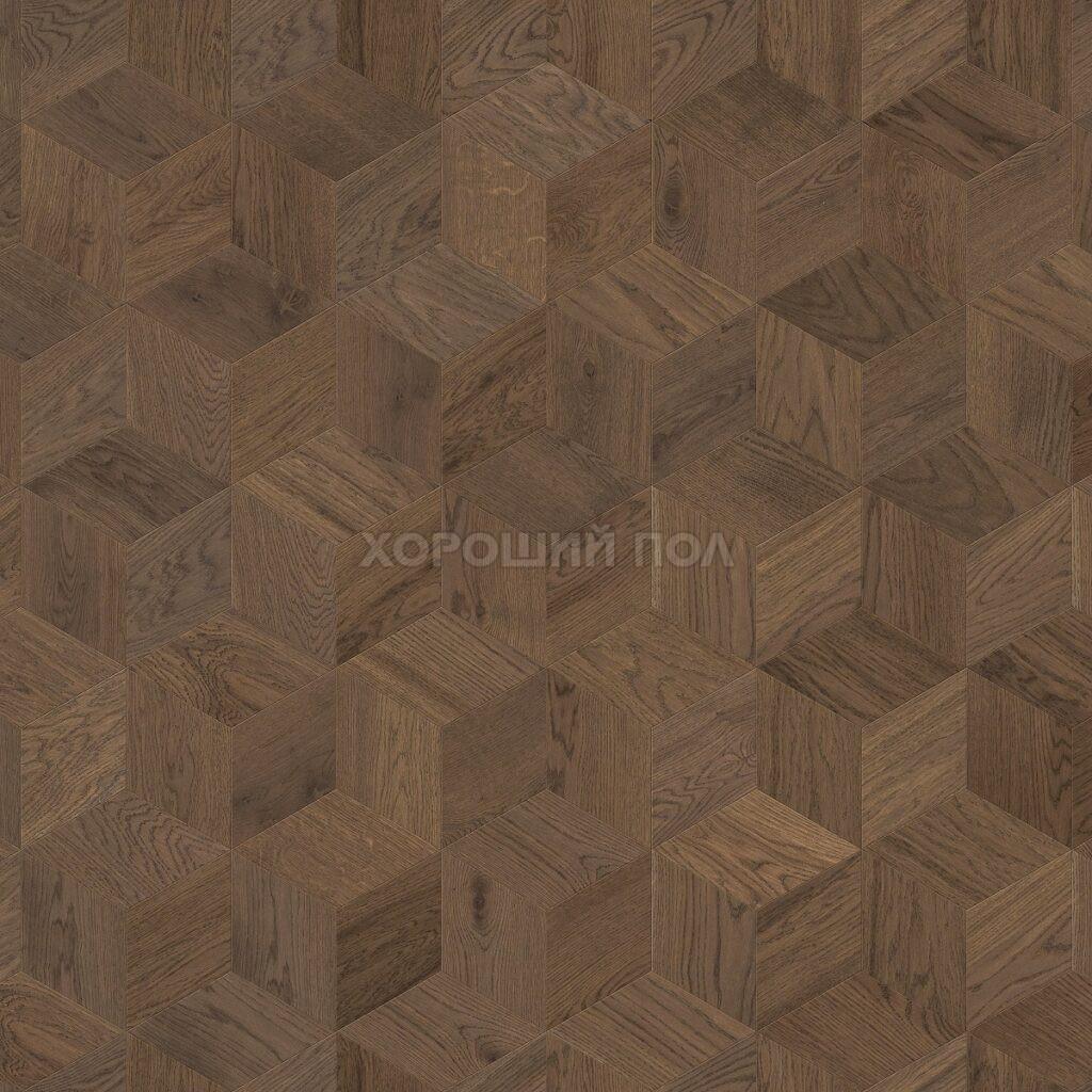 Мозаичный паркет COSWICK Дуб Тростниковый (Brown Sugar) Таинственный лес (Dark Wood collection) Масло шелковое ультраматовое Селект энд Бэттер Шереметьевский ромб 1193-1829-10