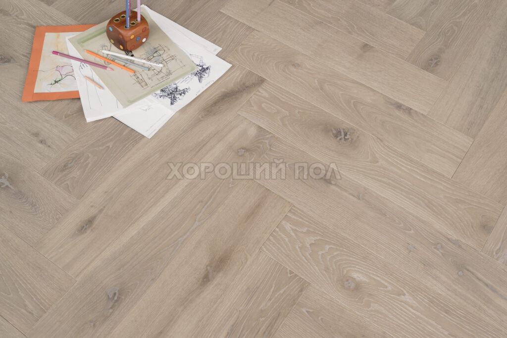 Паркет елка COSWICK Английская елка (90°) Дуб Серое дерево (Grey Wood) Оттенки серого (Grеy Shadow collection) Масло шелковое ультраматовое Таверн Венгерская елка 1174-4833-20